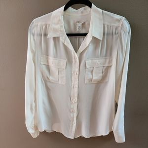 J Crew 100% Silk ButtonUp Blouse. Size 10. Cream/Ivory